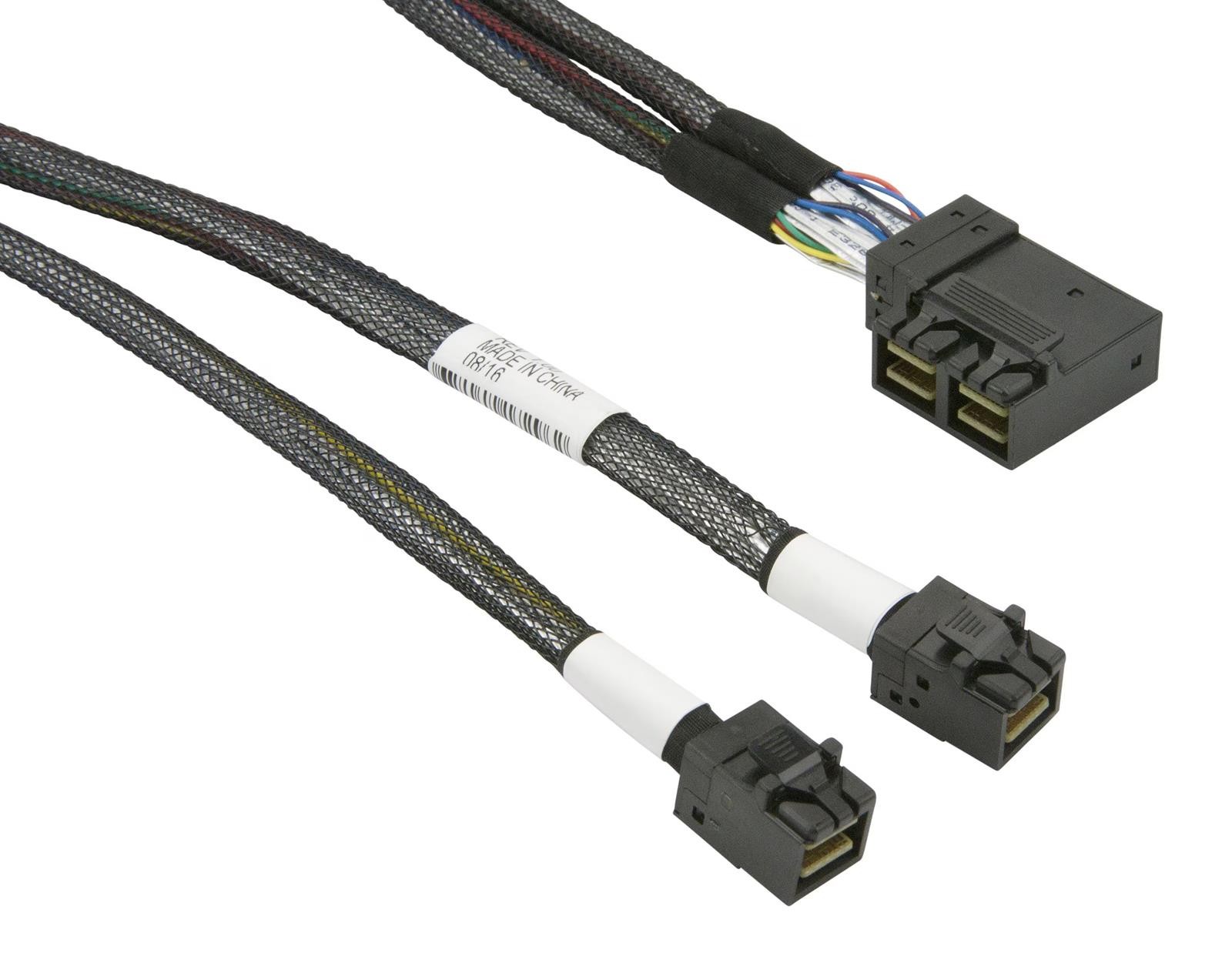 Supermicro CBL-SAST-0671 2 Right Angle MiniSAS HD SFF-8643 to 2 SFF-8643 Cable