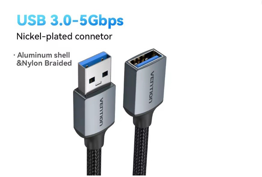USB 3.0 Male To Female 5Gbps Metal Gray, 0.5m for PC Smart TV Xbox Laptop PS4