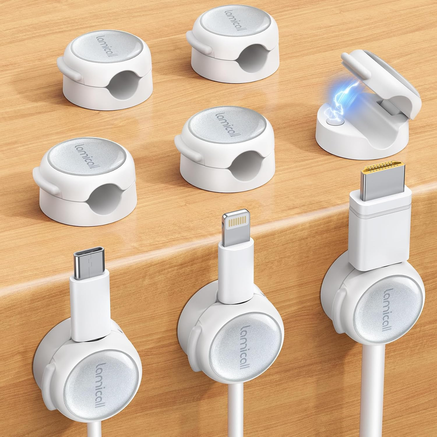8 Pack Magnetic Cable Clips Cord Organizer - Silver Shine Design