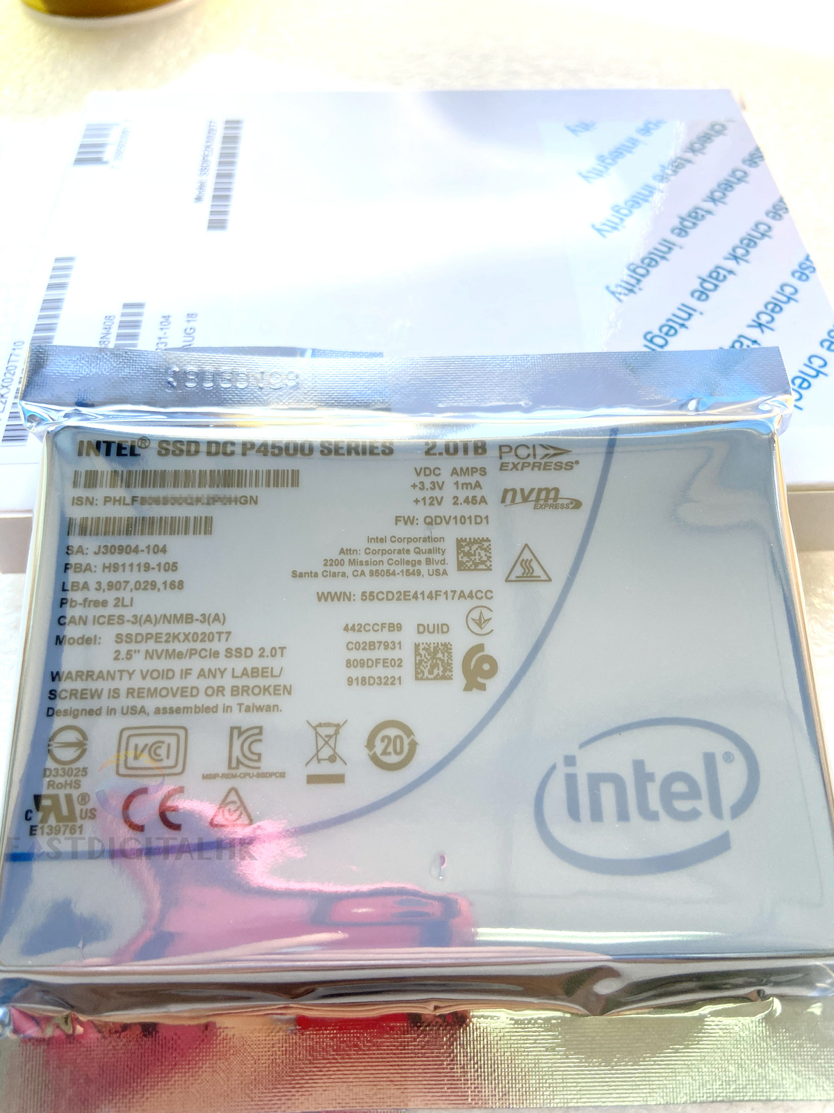 Intel SSDPE2KX020T7 P4500 Series 2.0TB 2.5in 3D1 MLC PCIe U.2 Nvme SSD 100% New