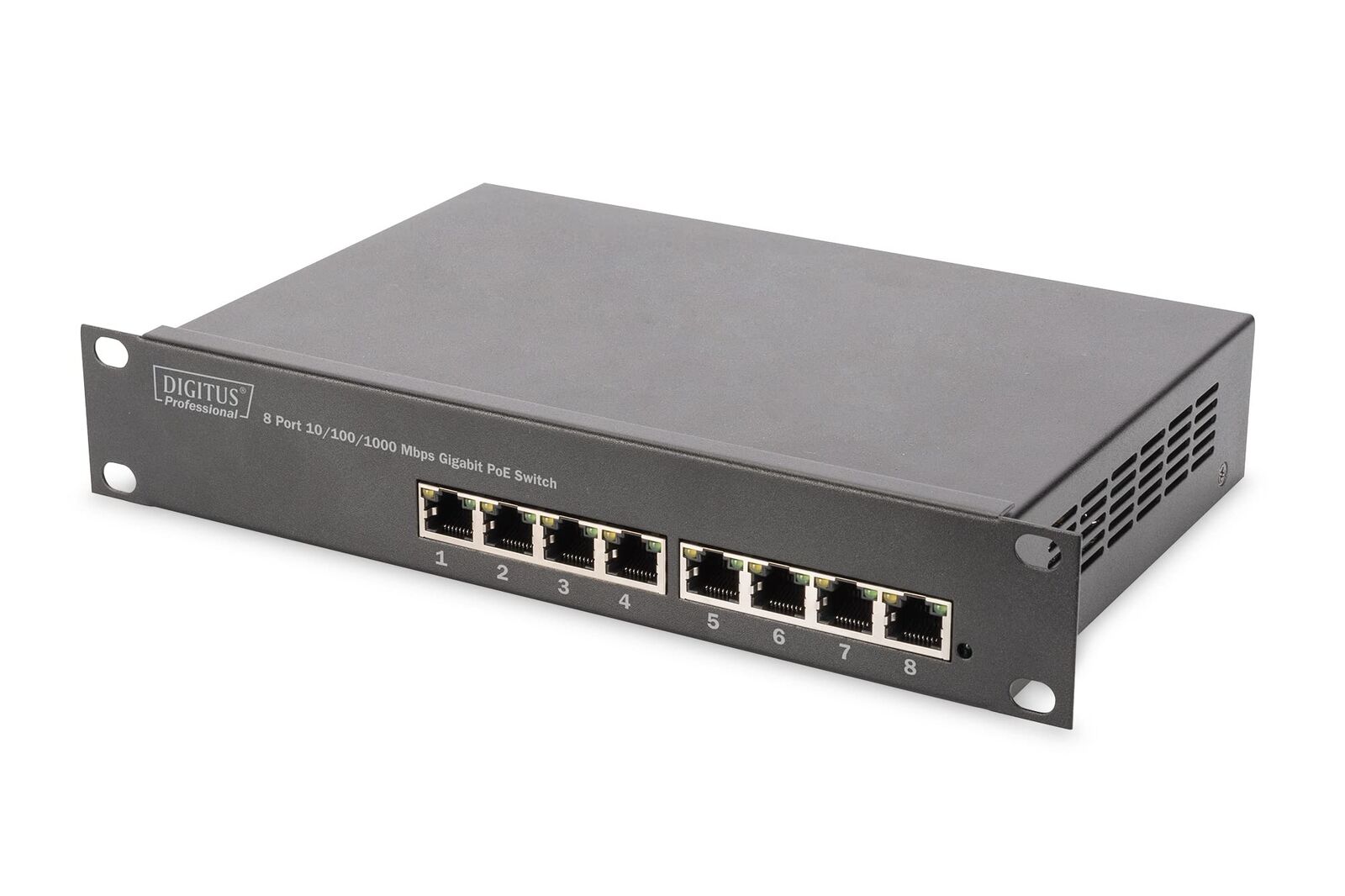 DIGITUS Gigabit Ethernet PoE+ Switch - 10 Inch - 8 Ports - Unmanaged - IEEE 802.