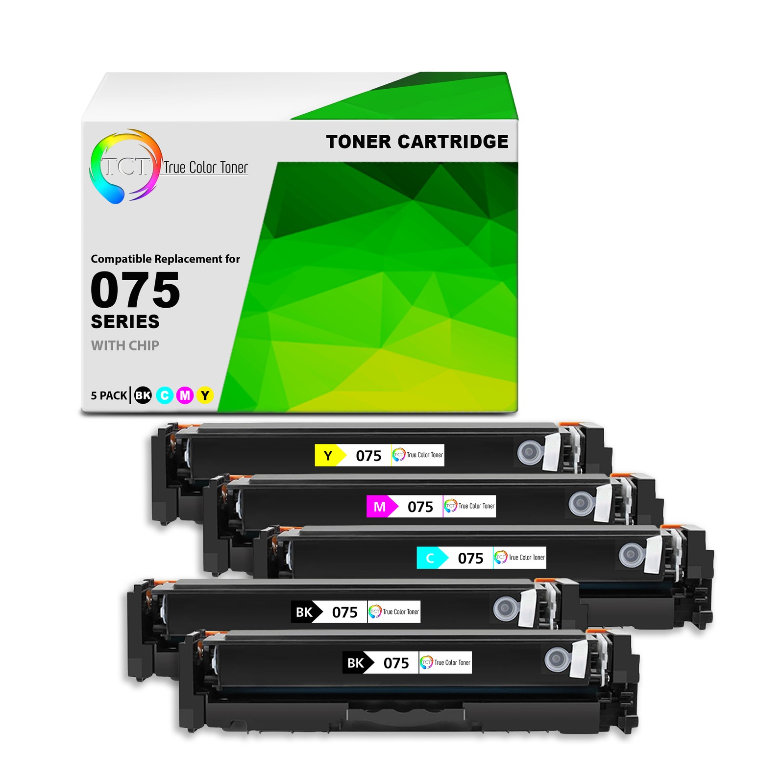 TCT Compatible BCMY Toner Cartridge Replacement for Canon 075 – 5-Pack