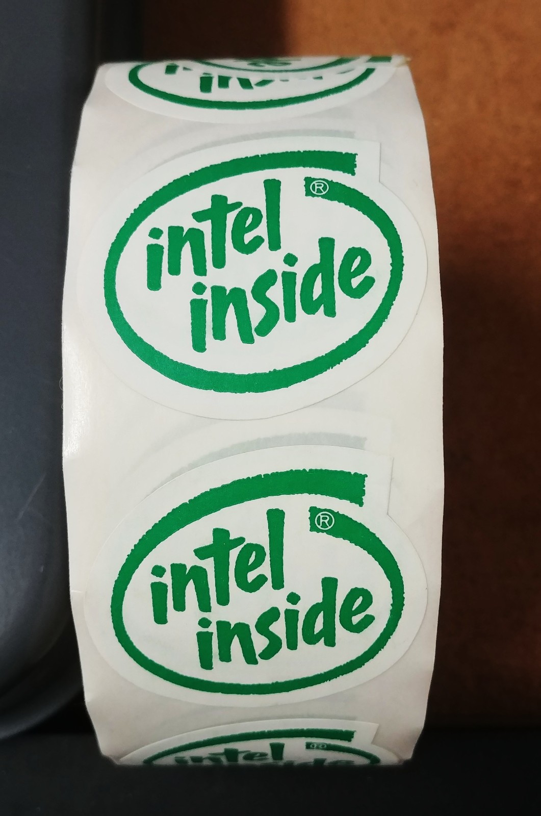 5pcs Green Vtg Old School large Intel Inside stickers oval 1  3/4" x 1  10/16"