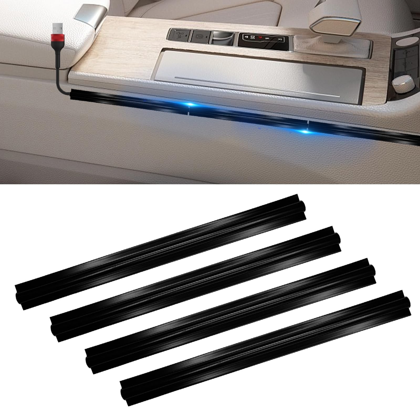 Car Cable Management Wire Cover 4Pcs Automotive Clip Adhesive USB Audio Video