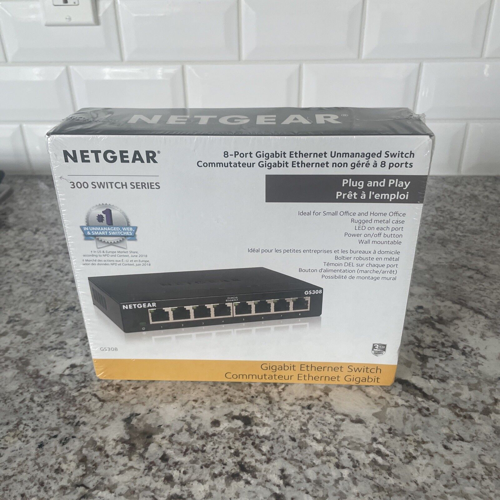 SEALED NETGEAR GS308-300PAS GS308 8 Gigabit Port Unmanaged Ethernet Switch (NEW)