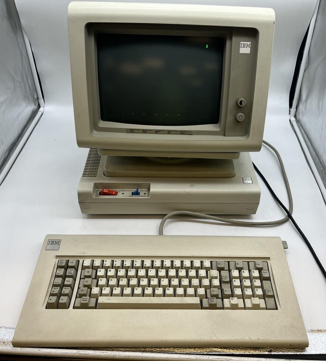 VINTAGE IBM 5291 2 Terminal set W/Green Screen Monitor & Keyboard TESTED Working