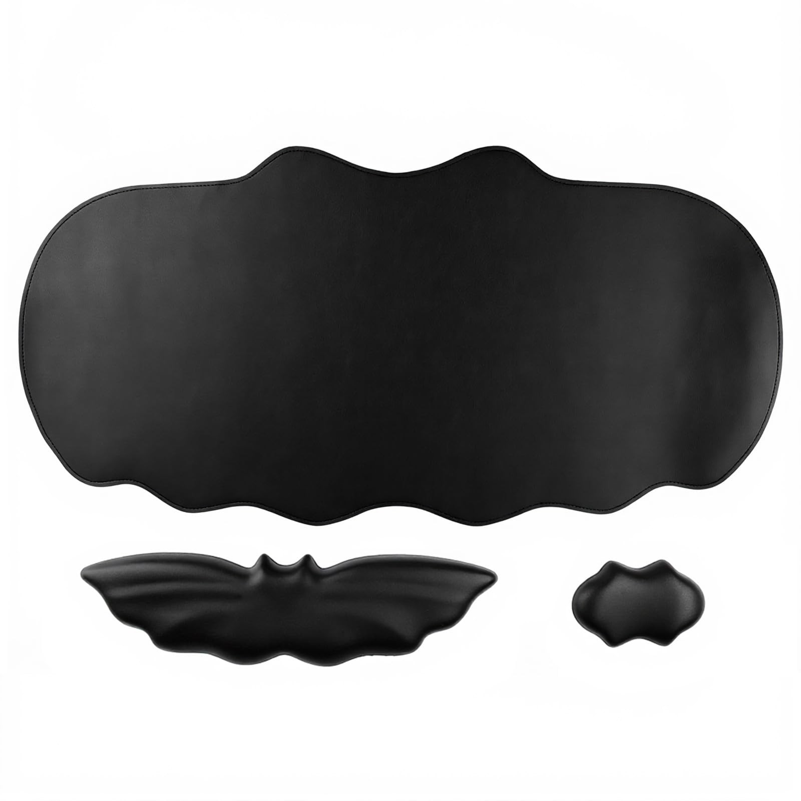 Tscuite Bat Mouse Pad, PU Leather Mousepad, 3 in 1 16.9L x 4W inches, black