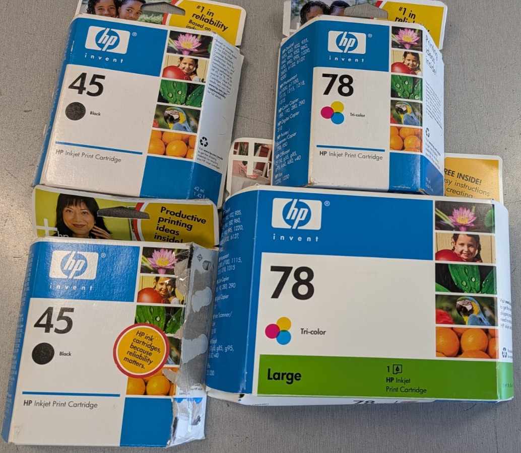 ✅2x LOT COMBO-PACK Genuine HP 45/78 Black/Tri-Color Ink Cartridges NEW-Old Stock