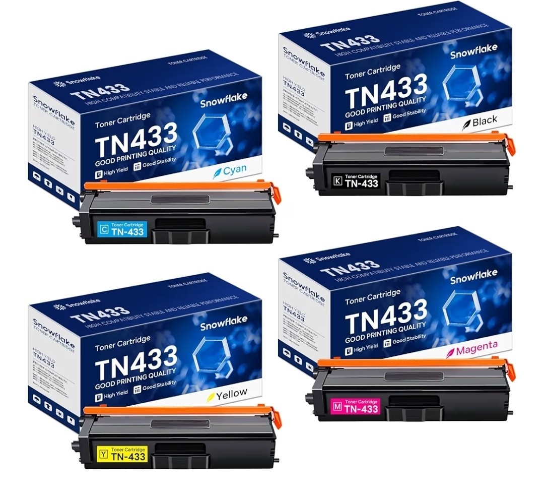 TN433 TN-433 Toner Cartridge Set 4 Pack Compatible TN433BK TN433C TN433M TN433Y 