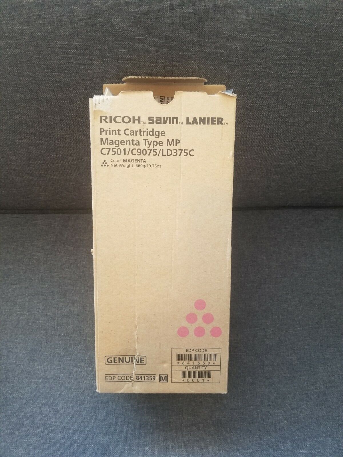 Ricoh Savin Open Box Magenta Type MP C7501 C9075 LD375C Original Print Cartridge