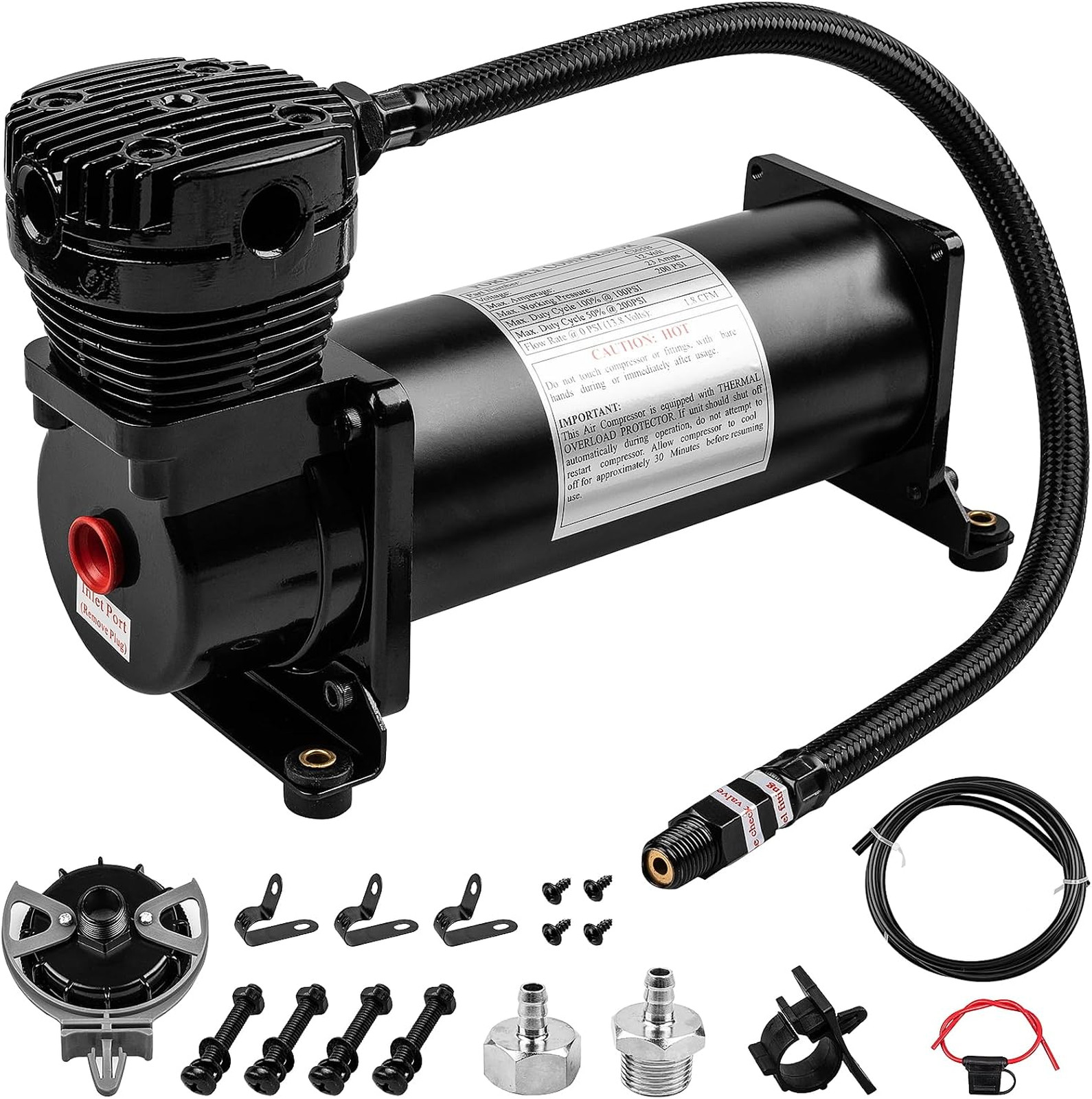 200 PSI Air Horn Compressor with 3/8 NPT for Vehicle Air Ride Suspension and Air