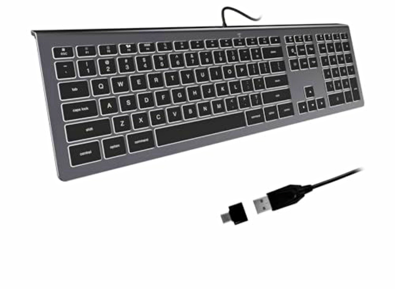 B.FRIENDIT USB Wired Keyboard for Mac with White Backlight, Compatible with Mac