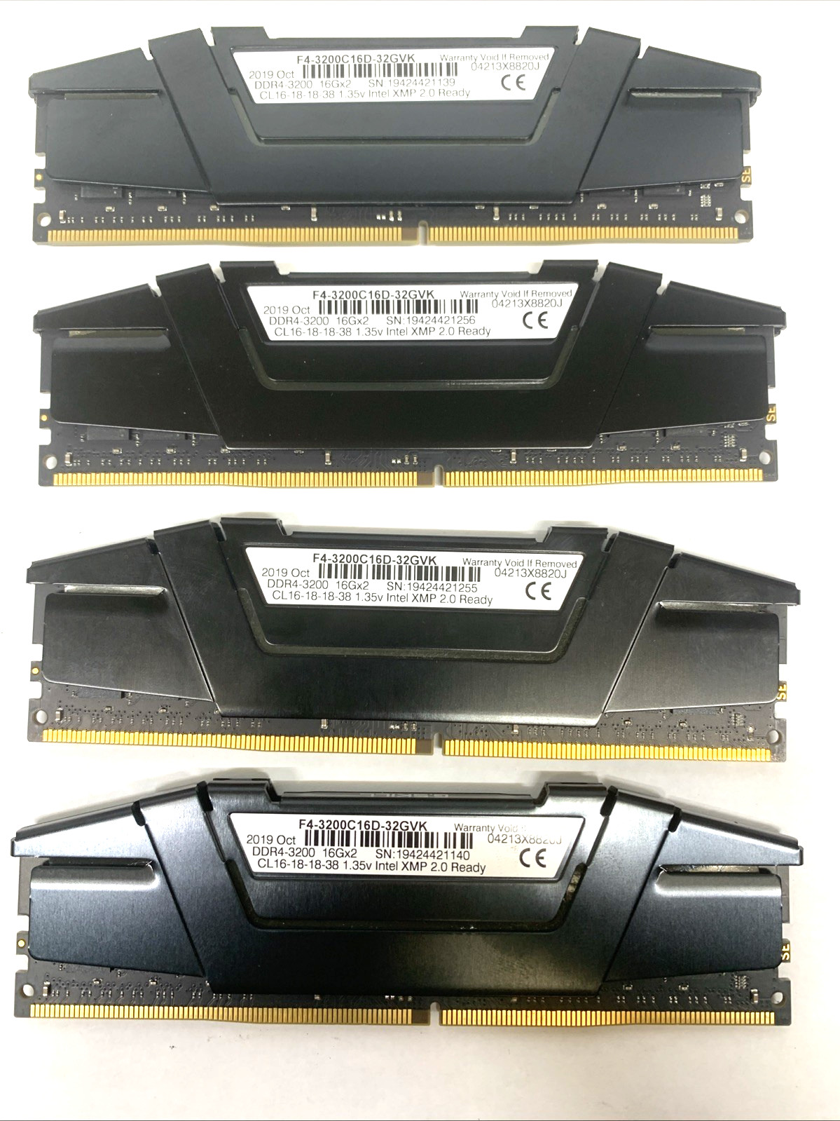 64GB DDR4 G.Skill RipJaws V 3200MHz Desktop RAM F4-3200C16D-32GVK BLACK 4x16GB
