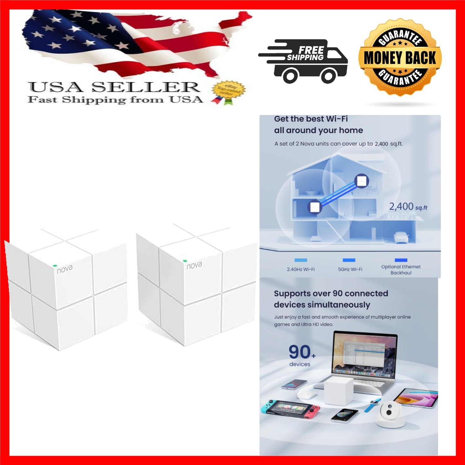 2-Pack Nova Mesh WiFi System MW6 - Eliminate Dead Zones in Modern Homes