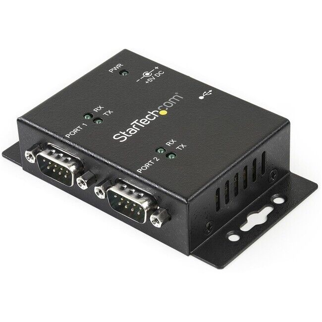 StarTech 2-Port Wall Mountable USB to Serial Adapter Hub w/ DIN Rail Clips