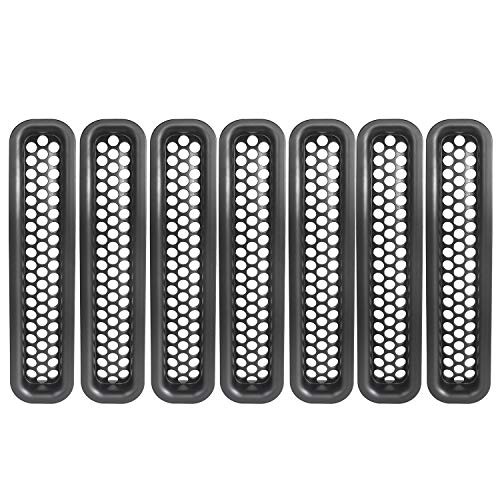 Wrangler Grill Mesh Inserts Front Grille Guard Cover Clip-in Matte Black for