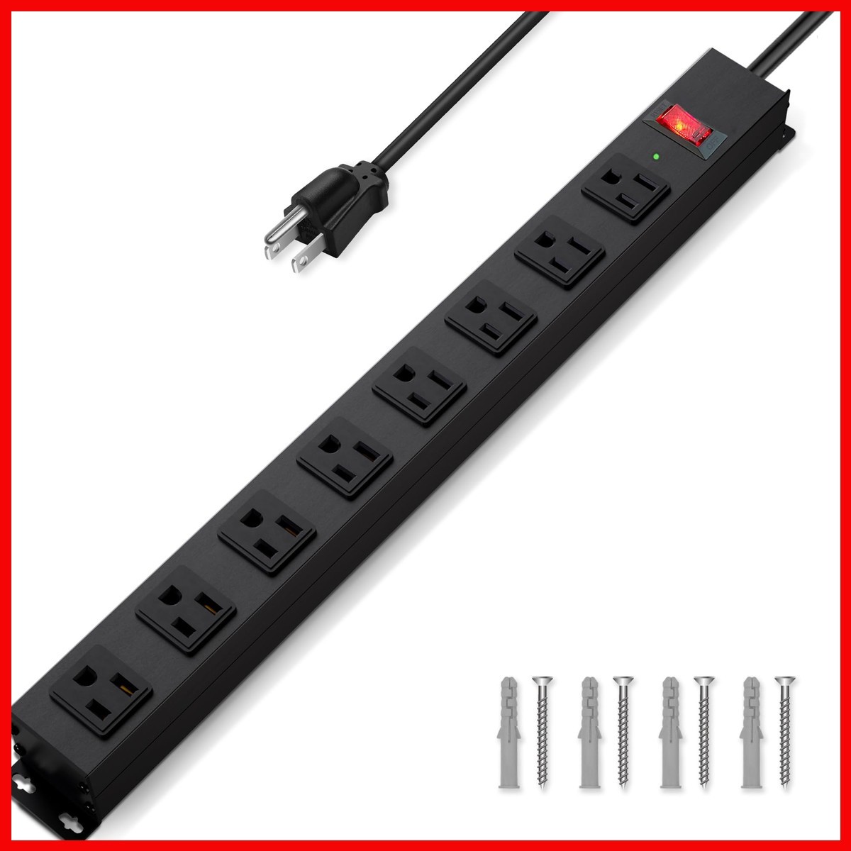 CFMASTER 8 Outlet Power Strip Surge Protector, 6 Feet Metal Power Strip Heavy