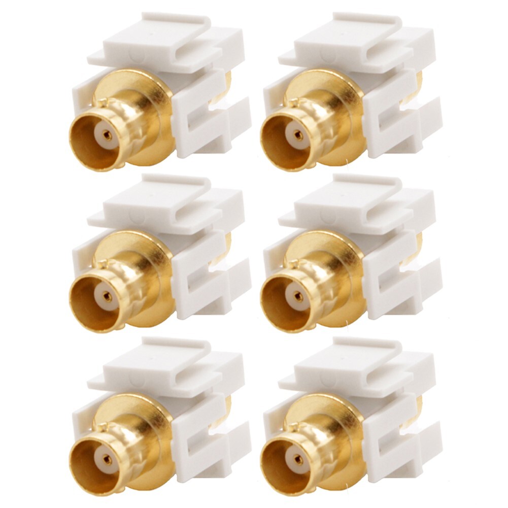 6x BNC Video Keystone Jack Coupler Coax Connector Wall Plate CCTV Camera White