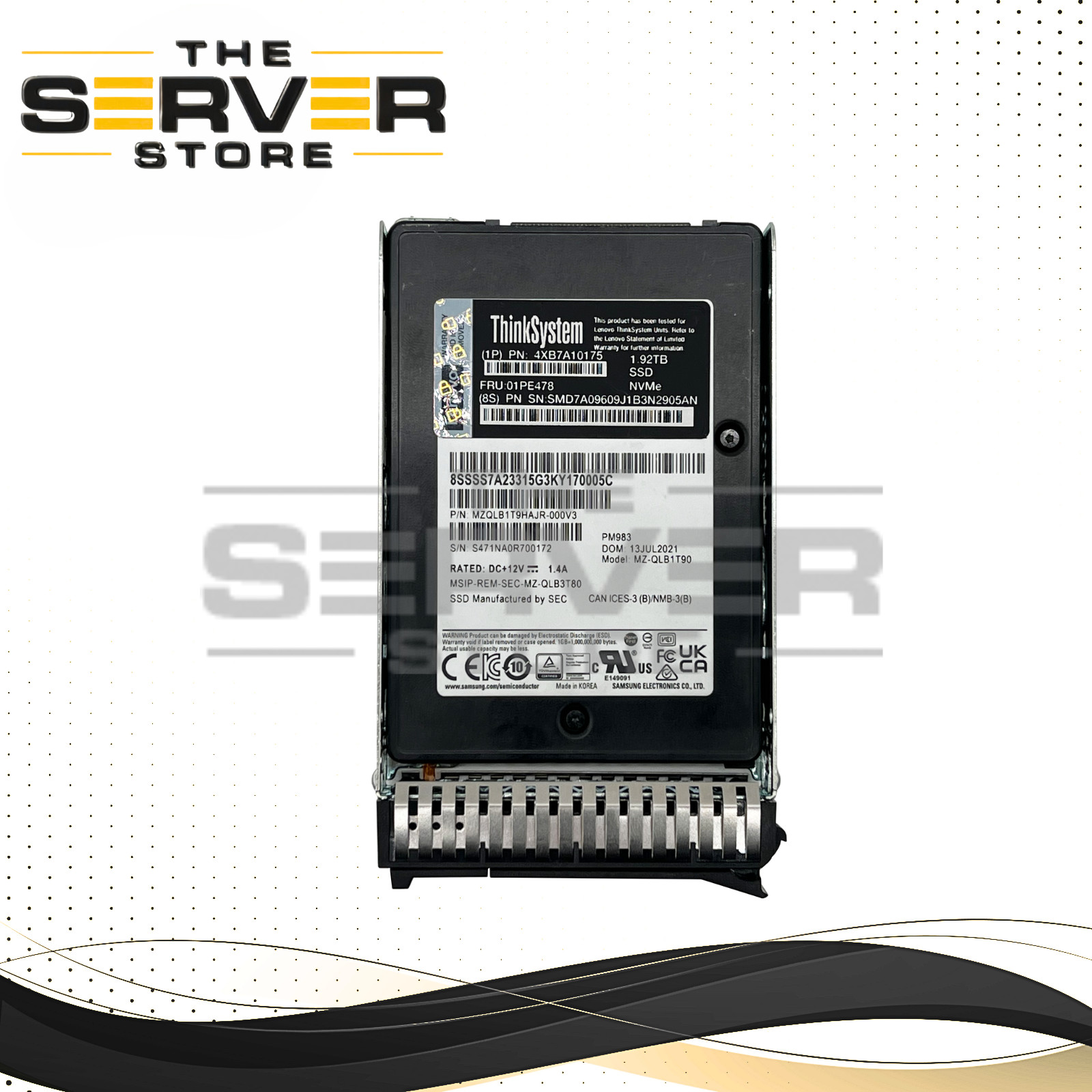 Lenovo 1.92TB NVMe U.2 PCIe 3.0 x4 SFF 2.5" SSD Samsung PM983 4XB7A10175 01PE478