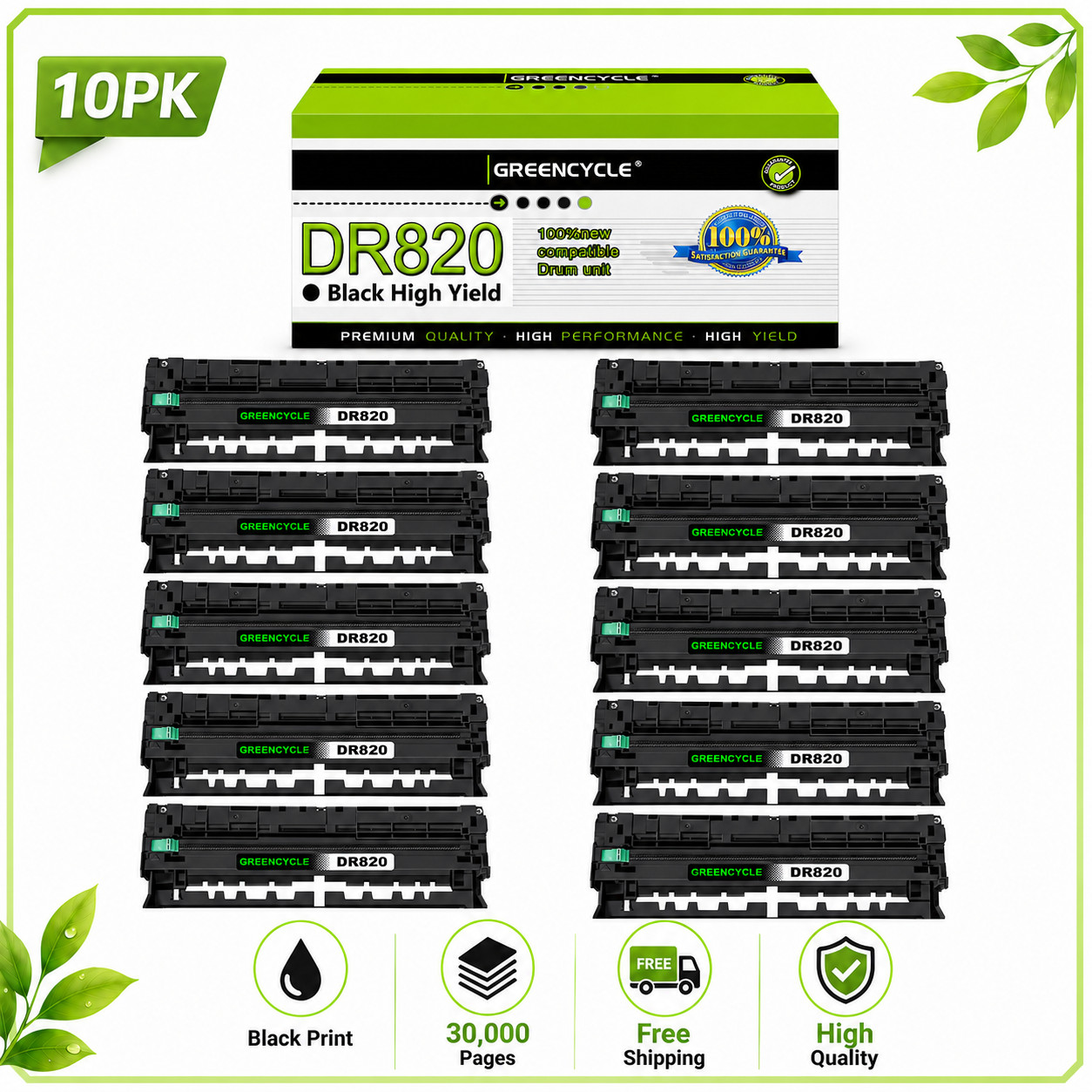 10PK DR820 Drum Unit Replacement For Brother MFC-L5850DW L5900DW HL-L6200DW
