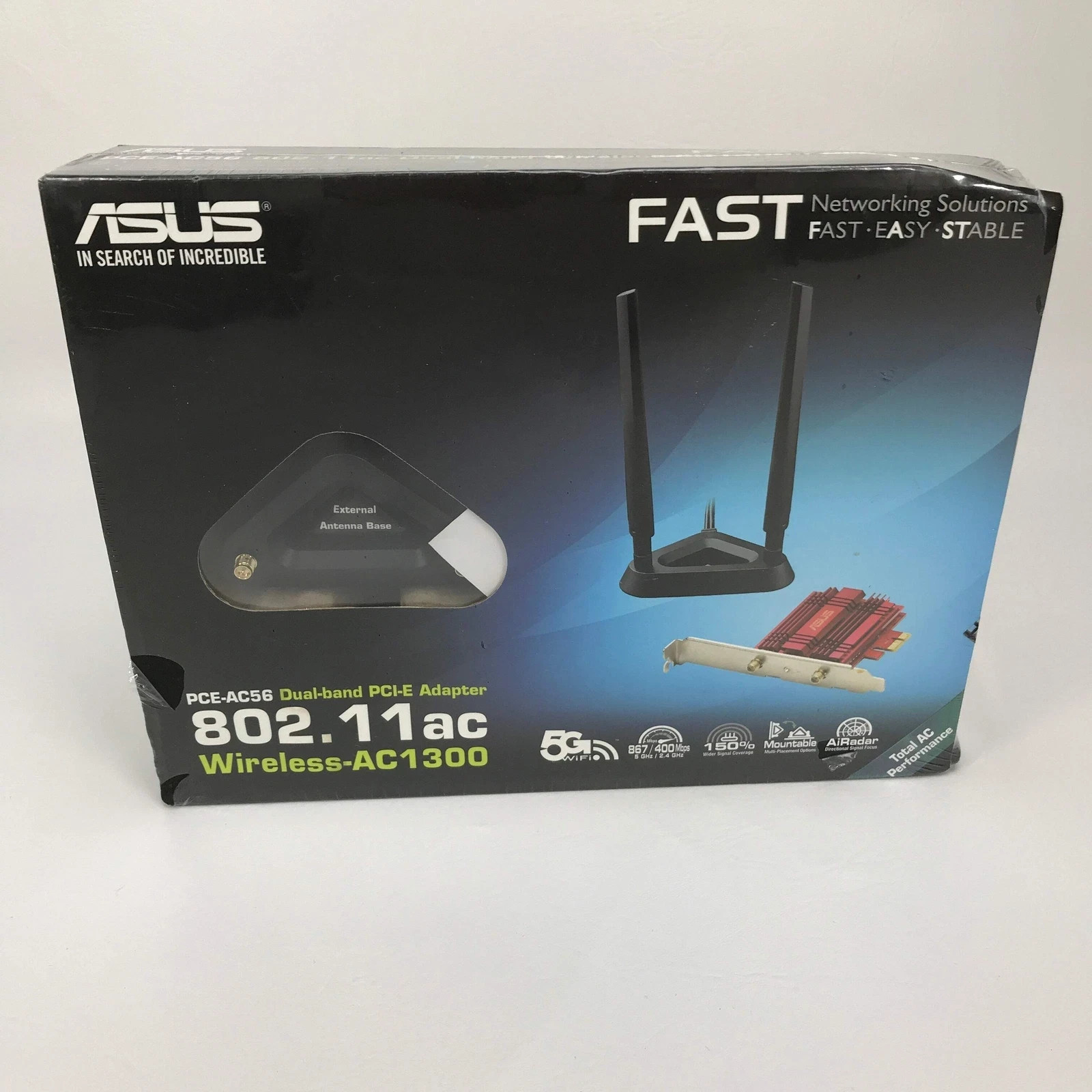 ASUS PCE-AC56 Dual-band PCI-E Adapter 802.11 ac Wireless-AC1300 - New/Sealed