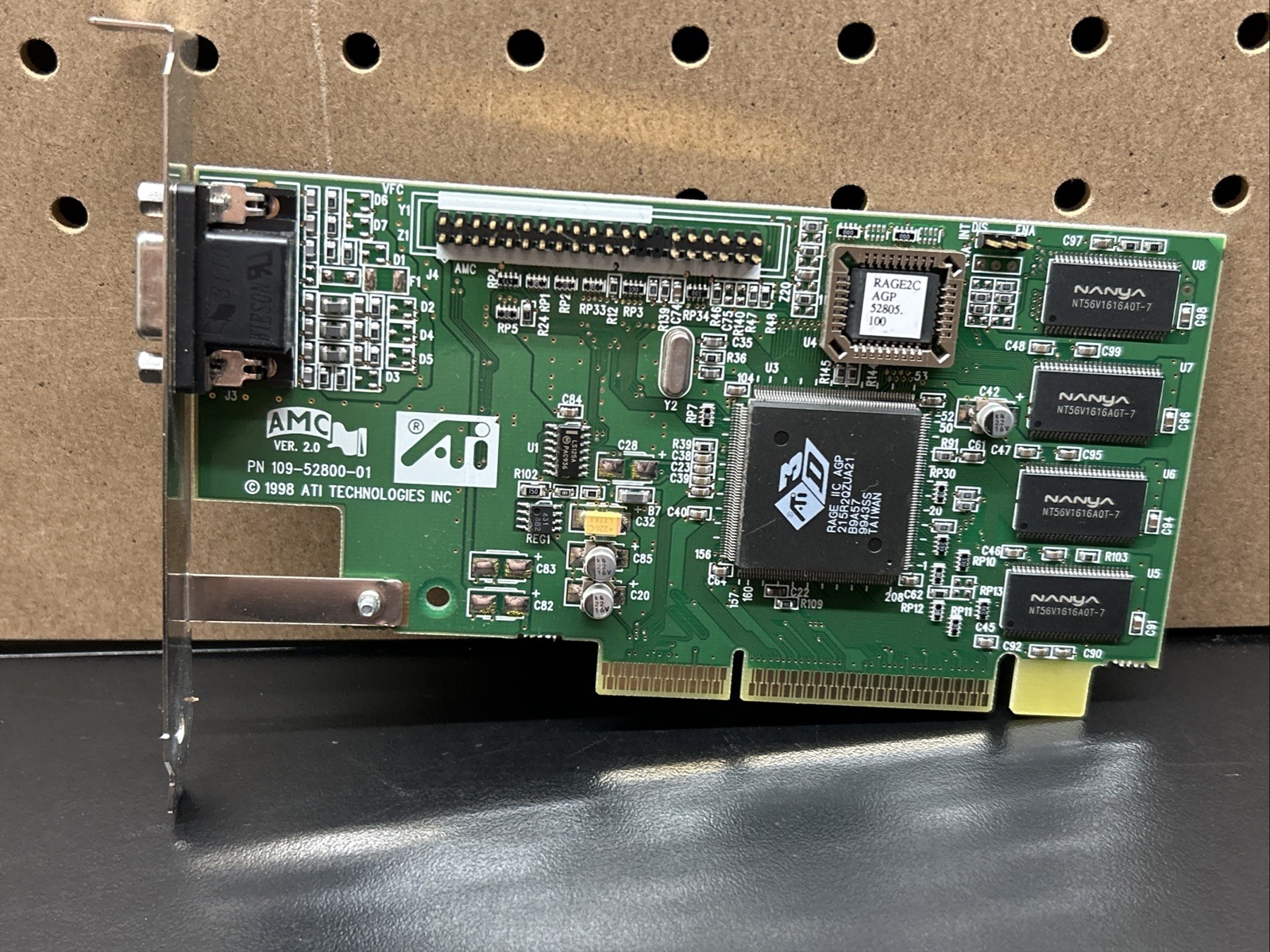 Vintage ATI Rage IIC AGP 8MB Graphics Card 1998 3D Rage II C Retro PC