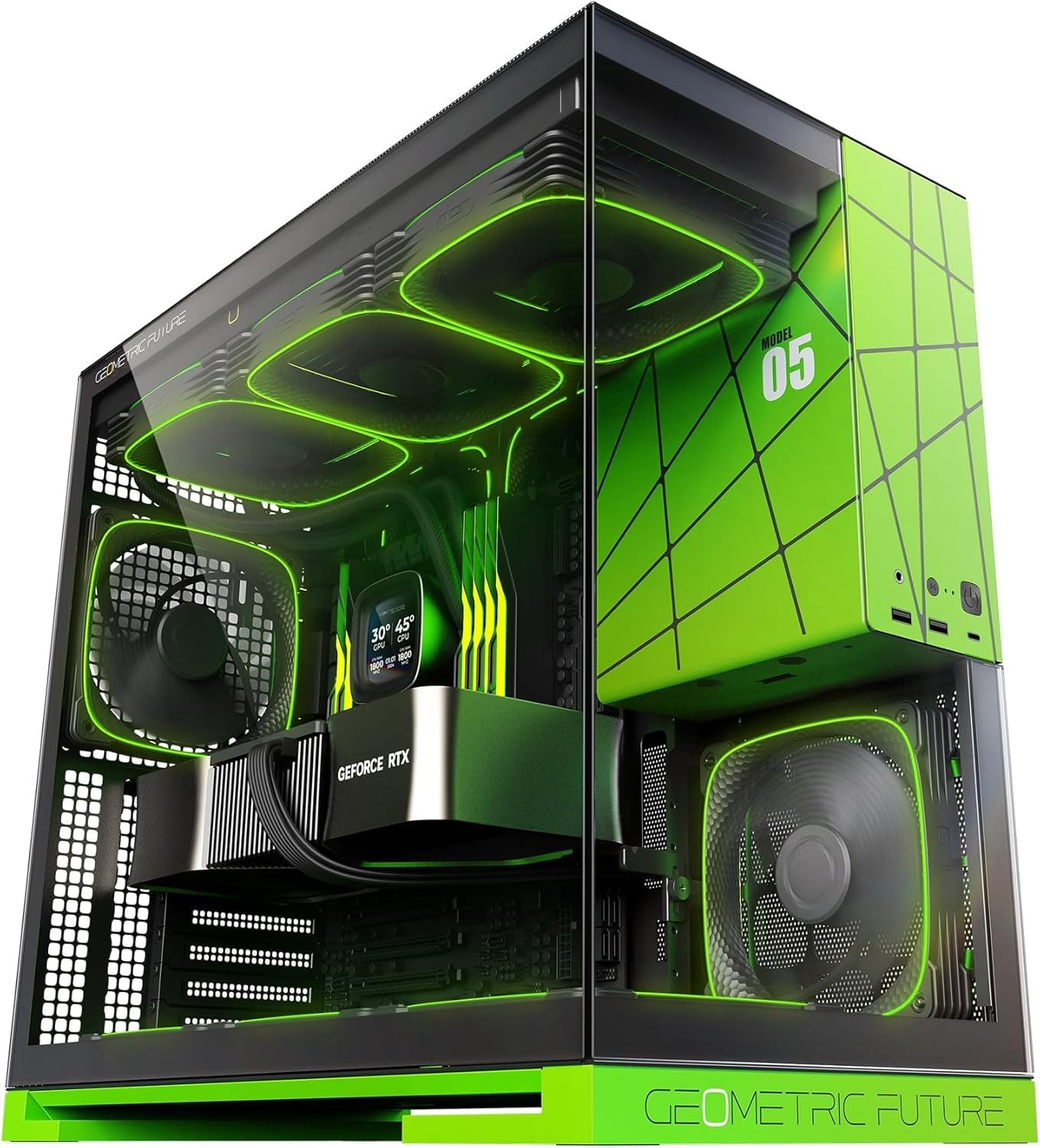 Geometric Future M5 Mid Tower Case Green