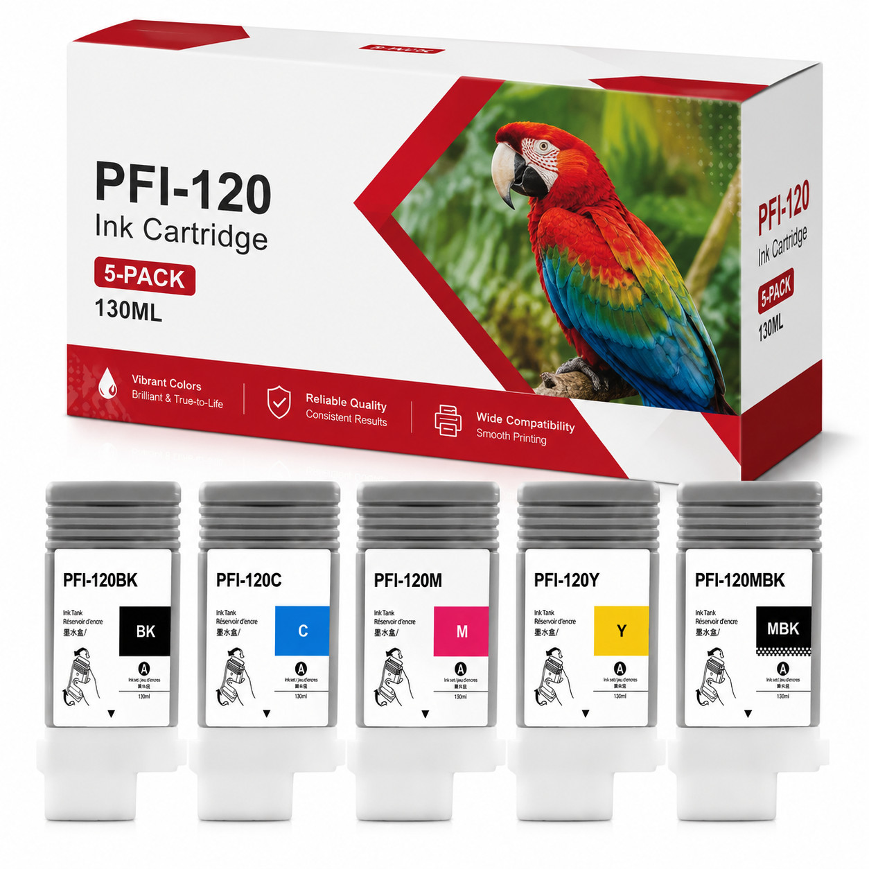 5PK PFI-120 130ML Ink for imagePROGRAF TM-205 TM-200 TM-300 GP-200 GP-300