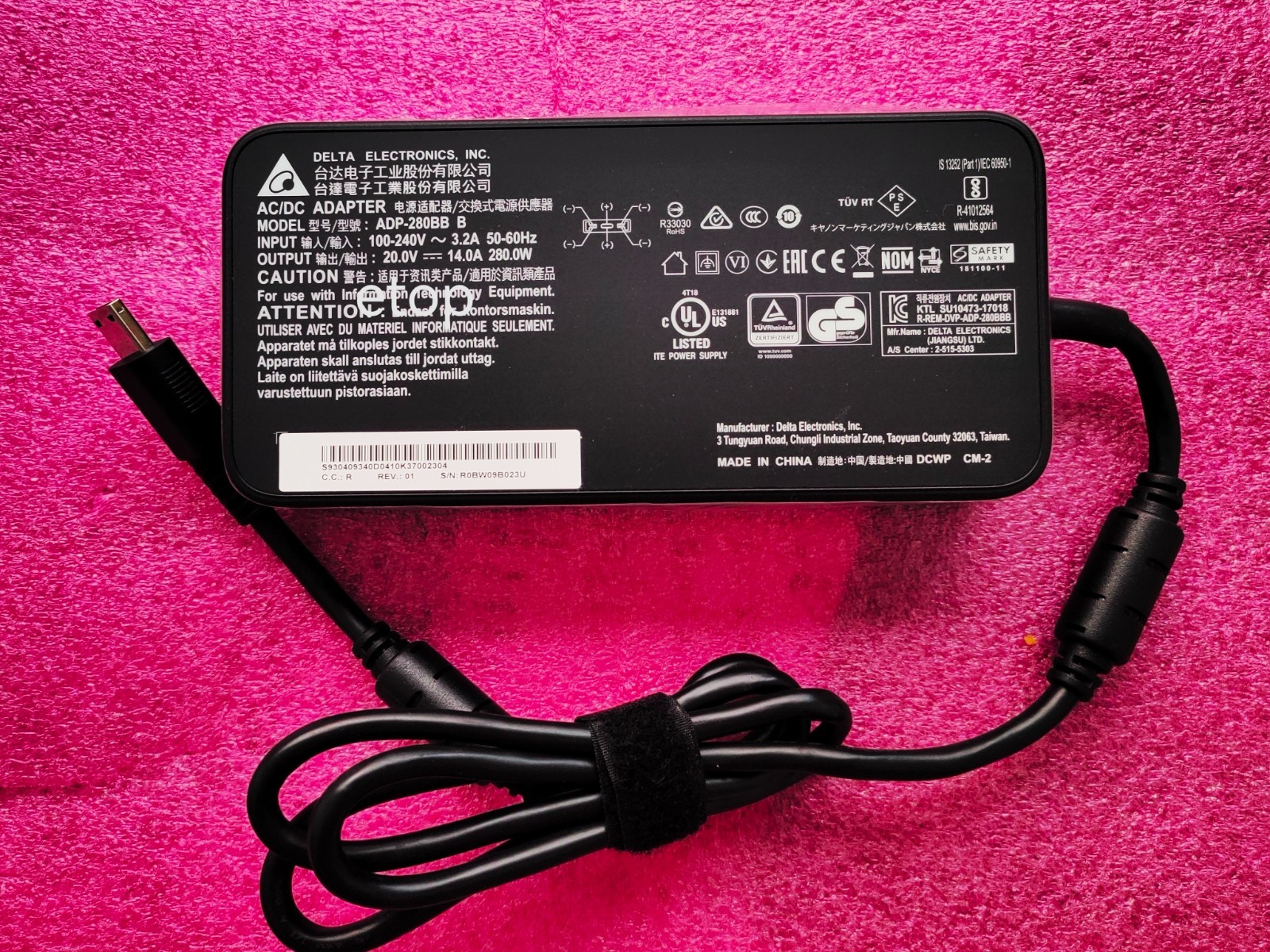 For MSI WE76 11UM-458US Laptop ADP-280BB B Delta 20V 14A 280W AC Adapter Genuine