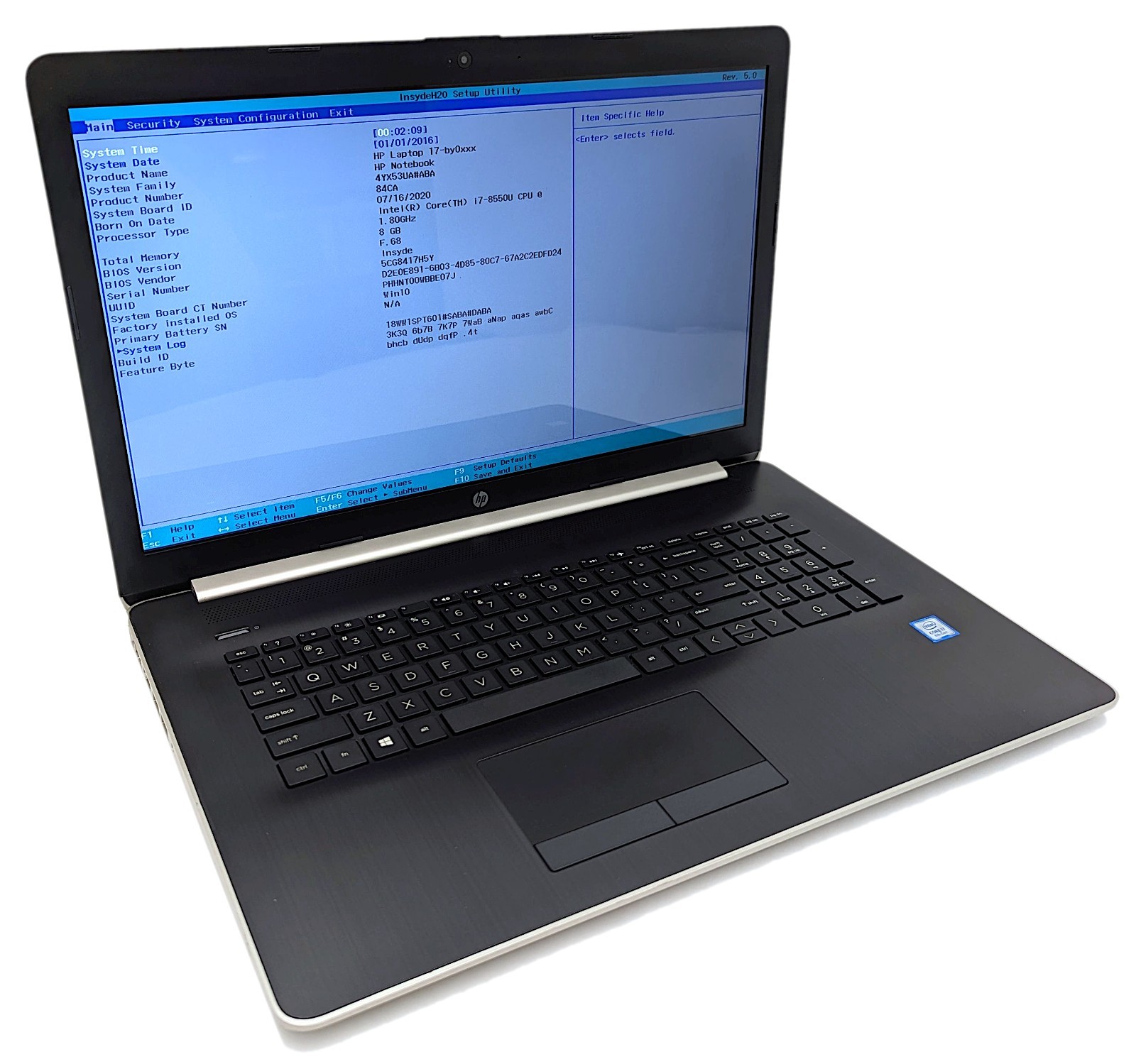 Incomplete HP Notebook 17-by0069cl 17.3" Laptop Intel i7-8550U 1.80GHz 8GB RAM