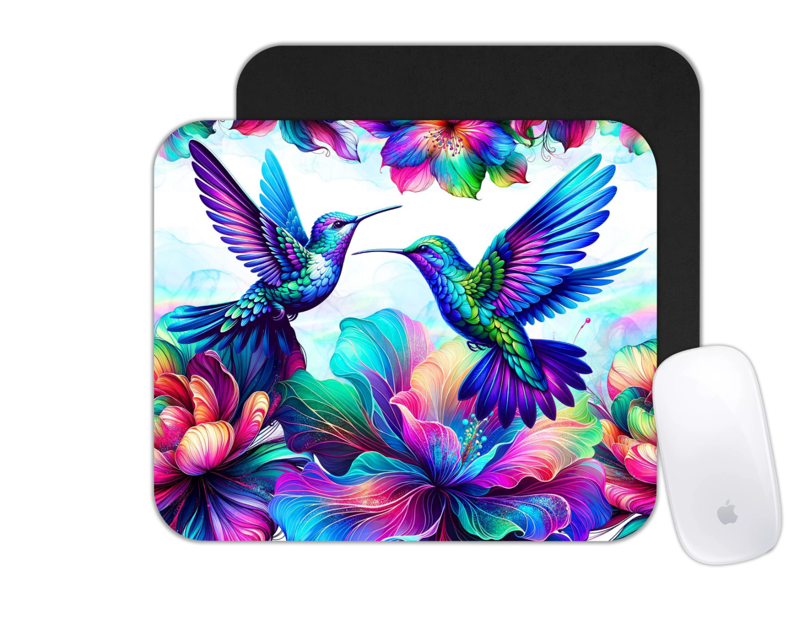 Custom Mouse Pad Colorful Hummingbirds Flying Birds Nature Desk Mat Office
