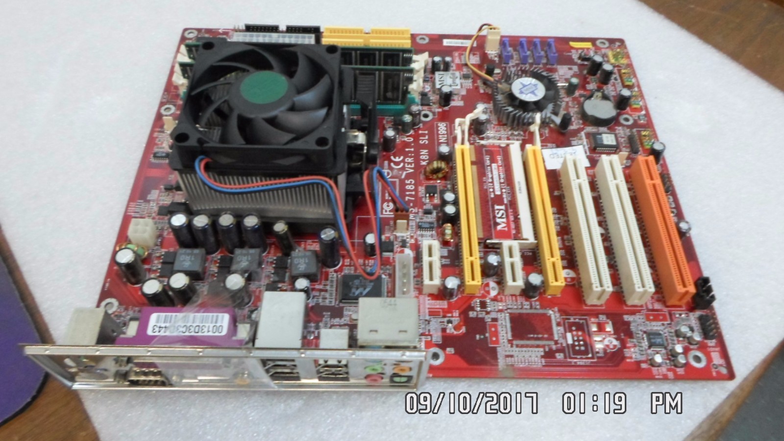 MICROSTAR MS-7185 K8N SLI MOTHERBOARD w/ ADA3800DAA5BV CPU, HTSK, 2GB RAM & I/O