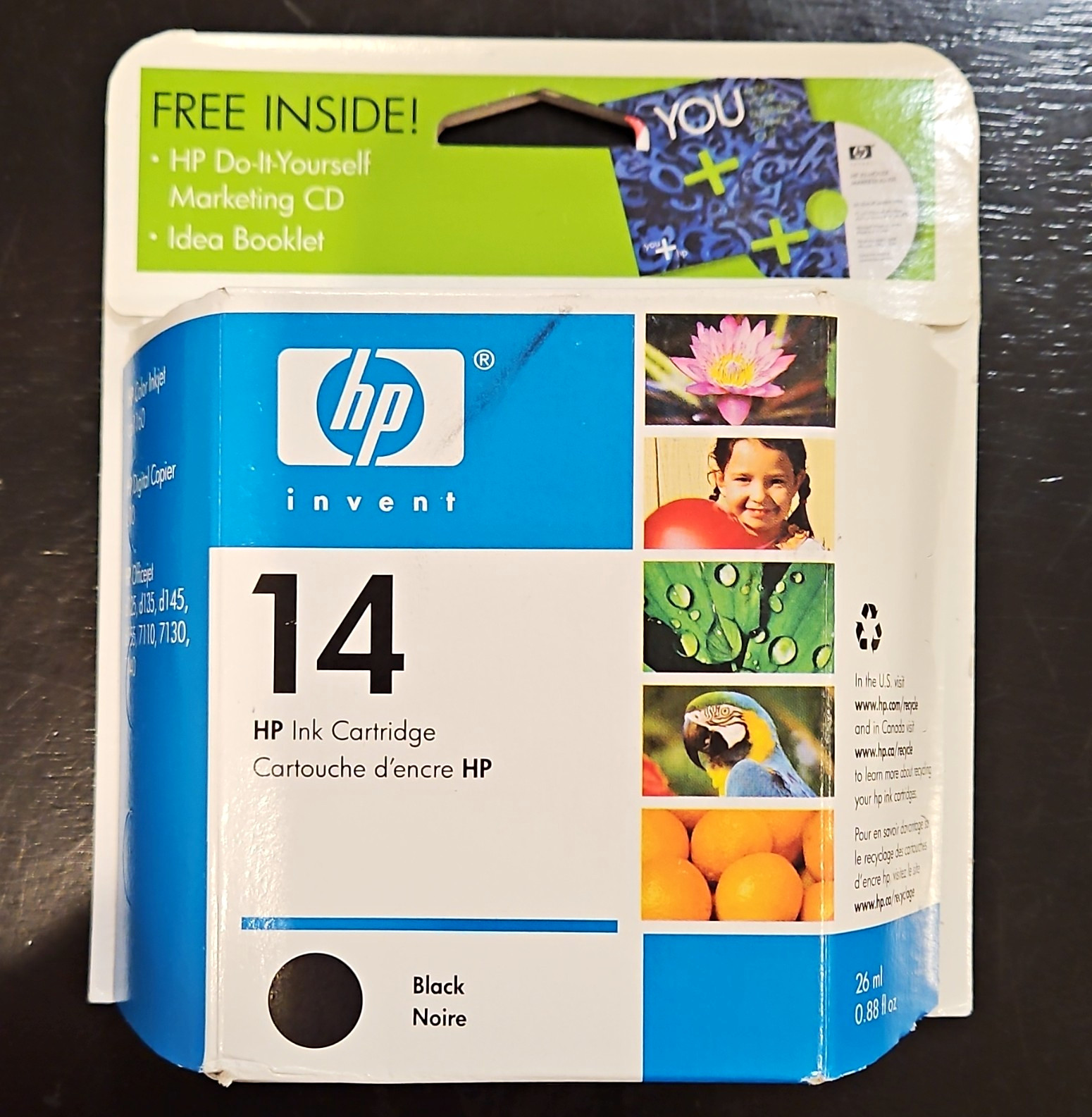 HP 14 Black Genuine/Original Inkjet Ink Cartridge C5011DN#424