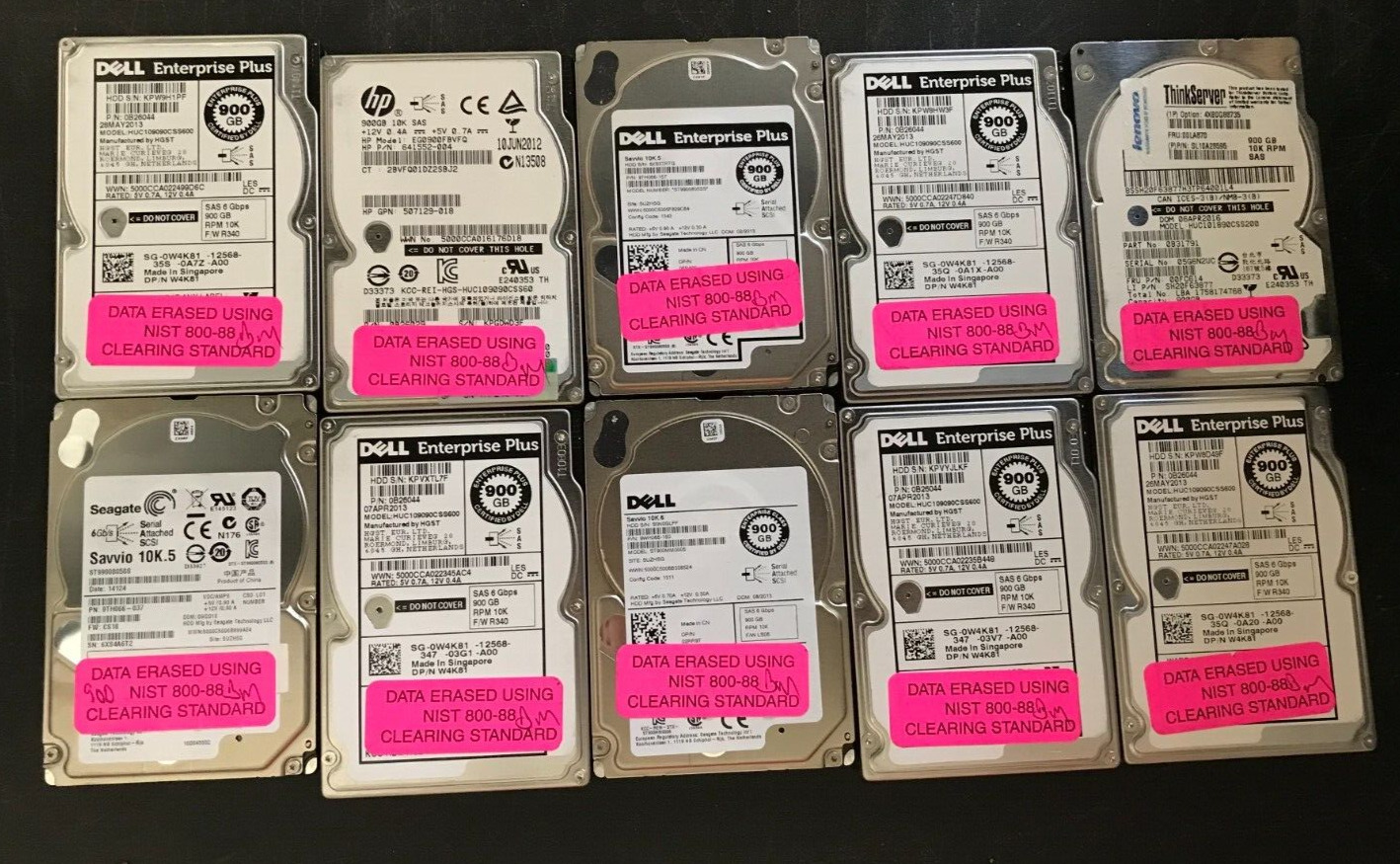 Lot of 10 900GB Mixed Lot Brand HDDS 2.5