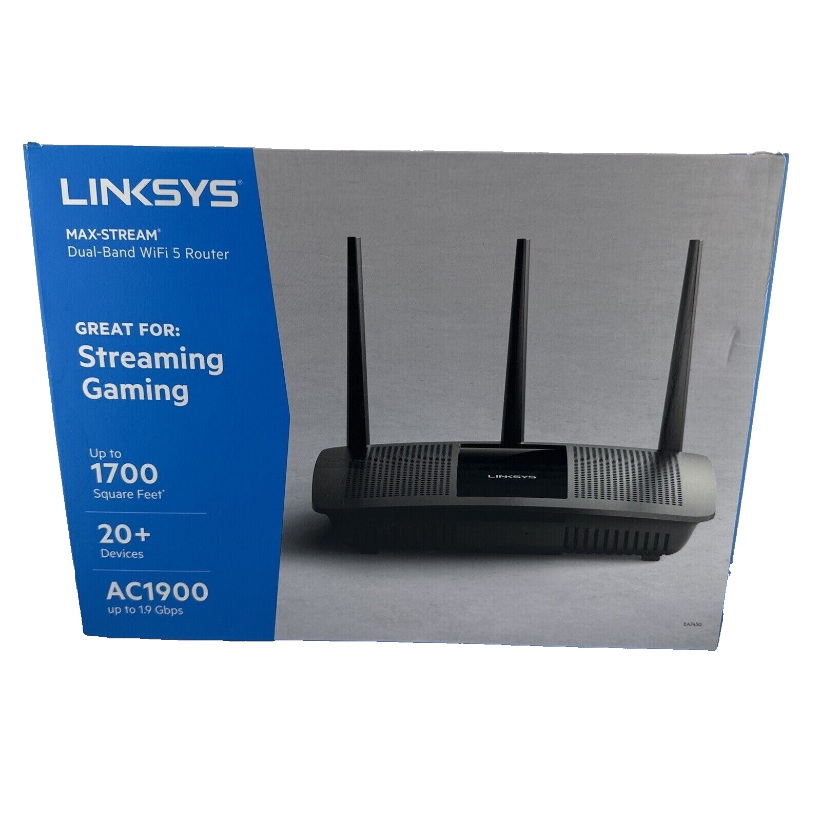 Linksys Max-Stream AC1900 MU-MIMO Gigabit Dual-Band Wi-Fi Router, EA7450 NIB