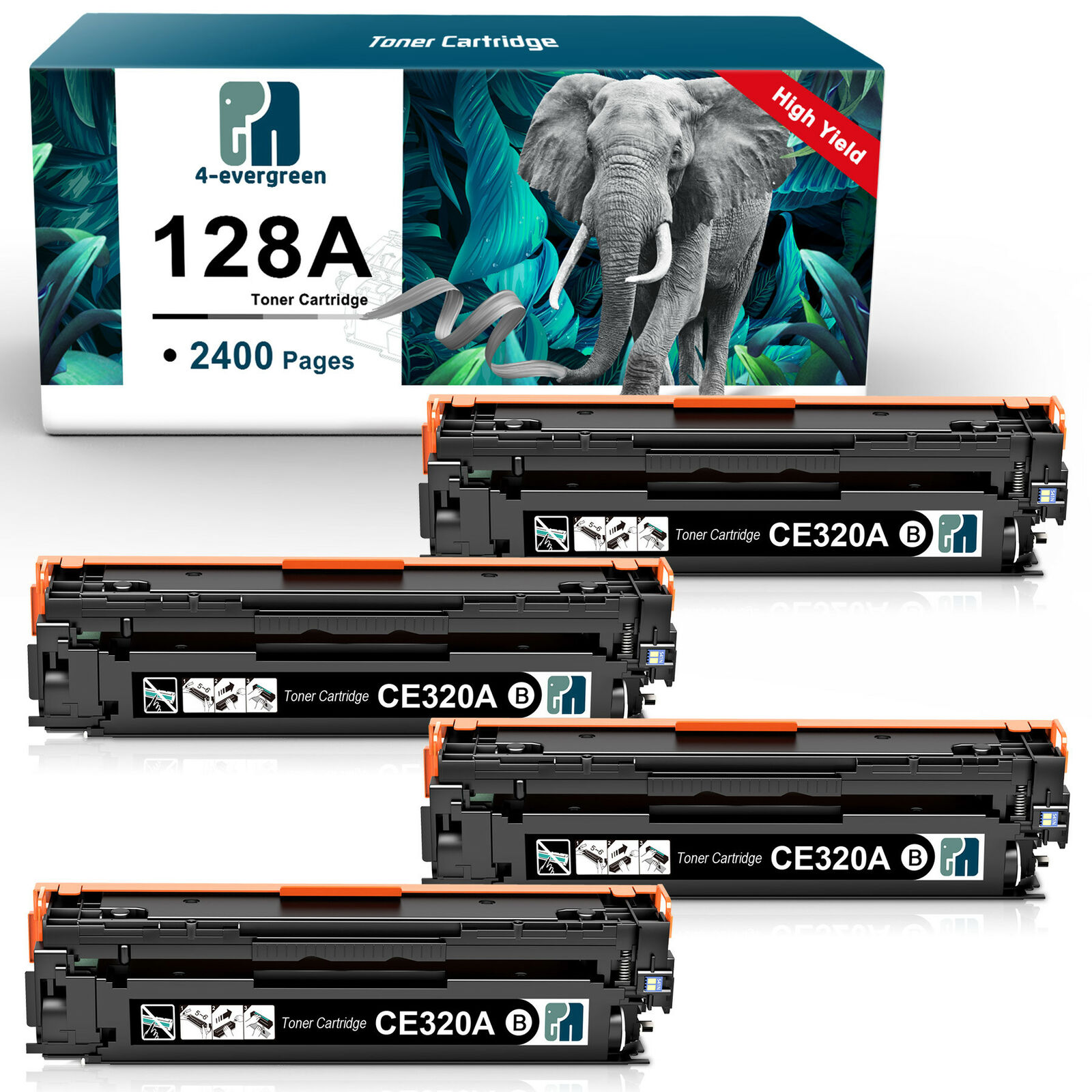 4x CE320A Black Toner Cartridges for HP 128A Color Laserjet Pro CM1415fnw CP1525