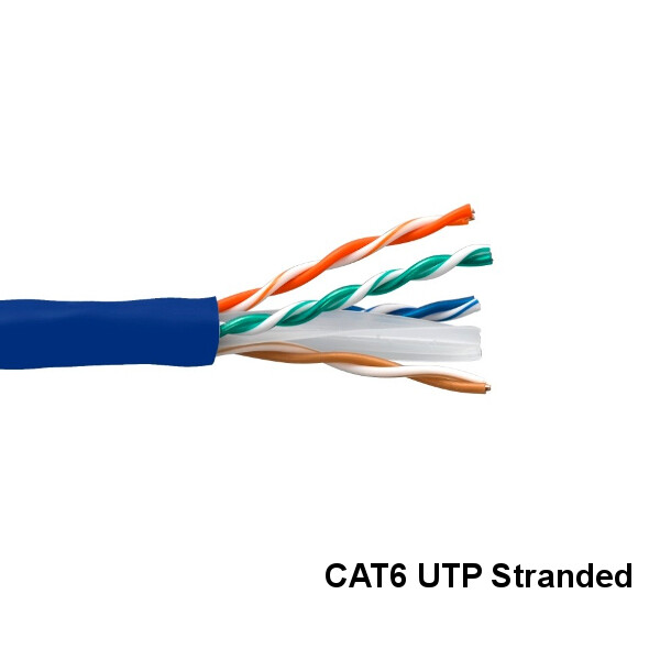 Kentek Blue 1000ft Cat6 UTP Stranded Bulk Cord 24AWG 550MHz PVC Pure Copper