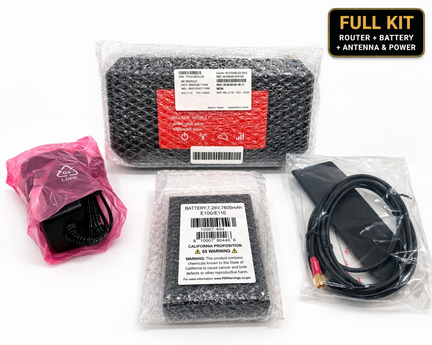 NEW Cradlepoint E110-C4D Router Kit LTE Antenna Battery Comcast Business