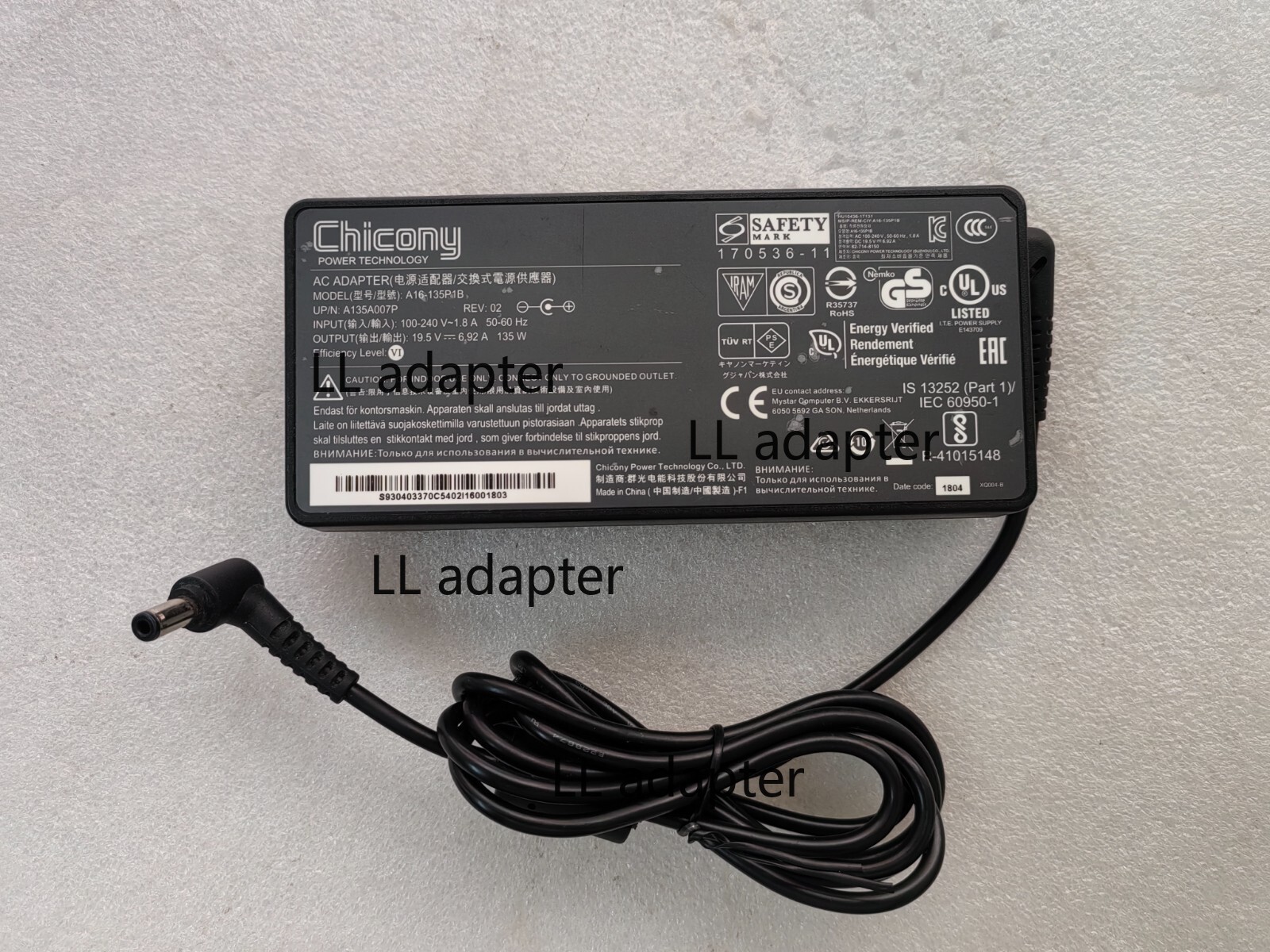 For MSI GF62 8RC-030UK 19.5V 6.92A A16-135P1B 5.5mm*2.5mm 135W Charger Original