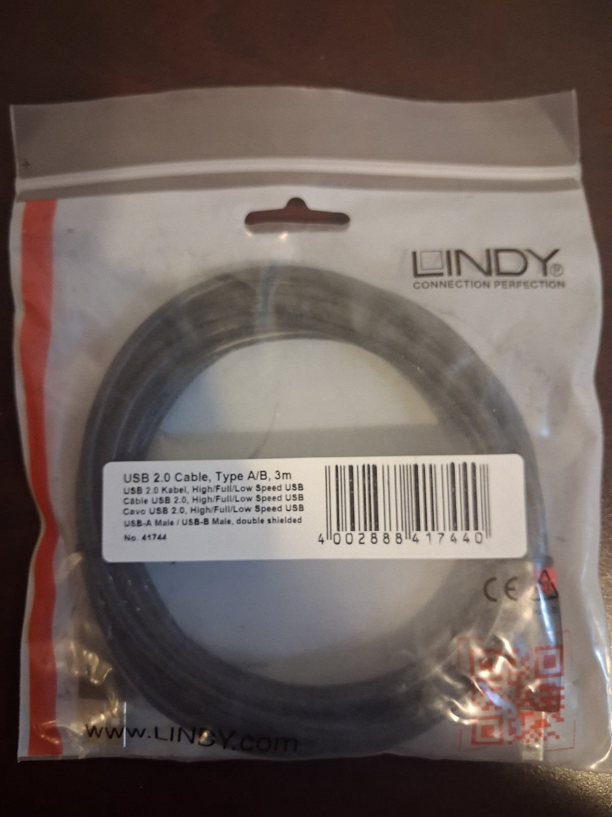 Lindy USB 2.0 Cable Type A/B 3m