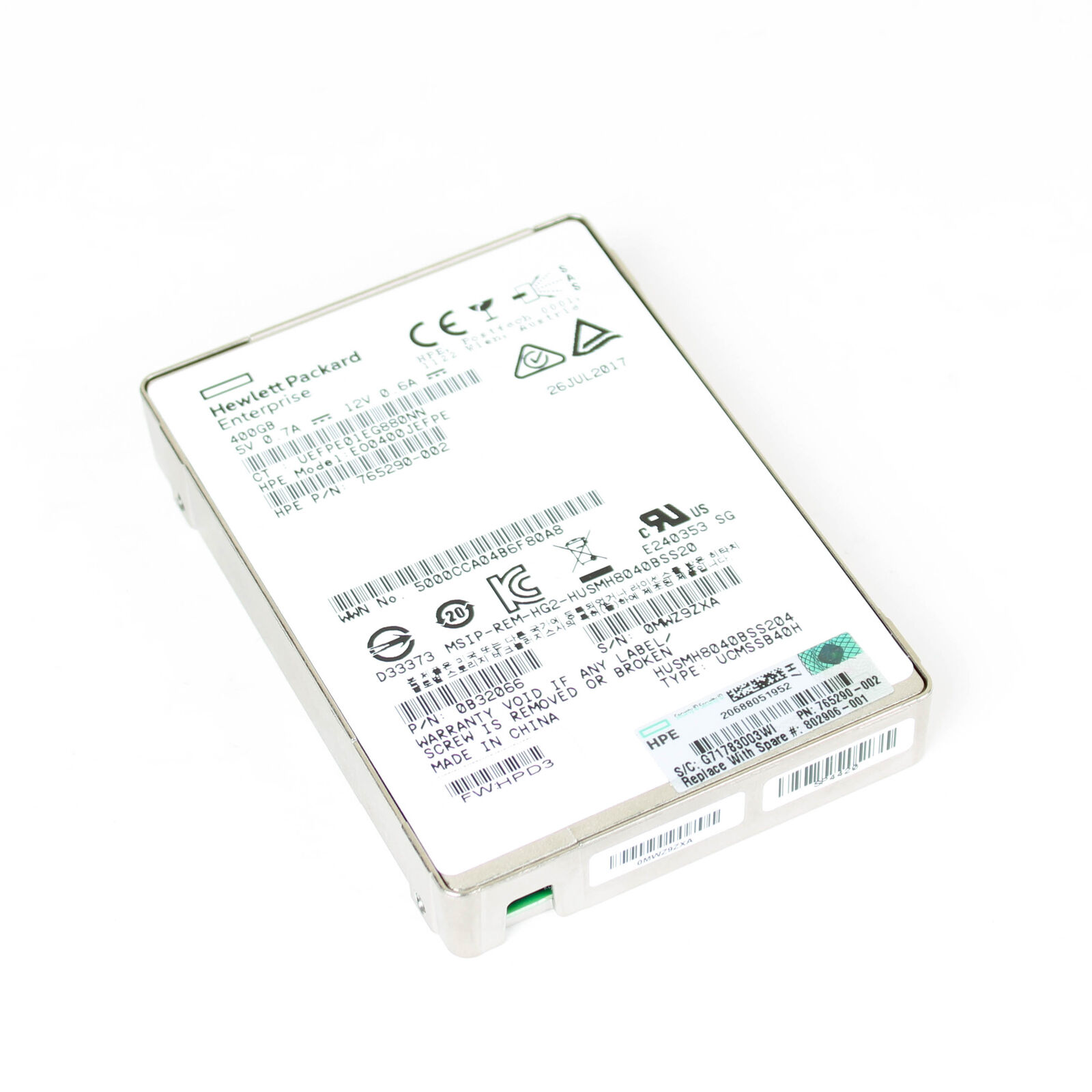 HPE 765290-002 400GB SAS 12G WI SFF ST SSD E00400JEFPE