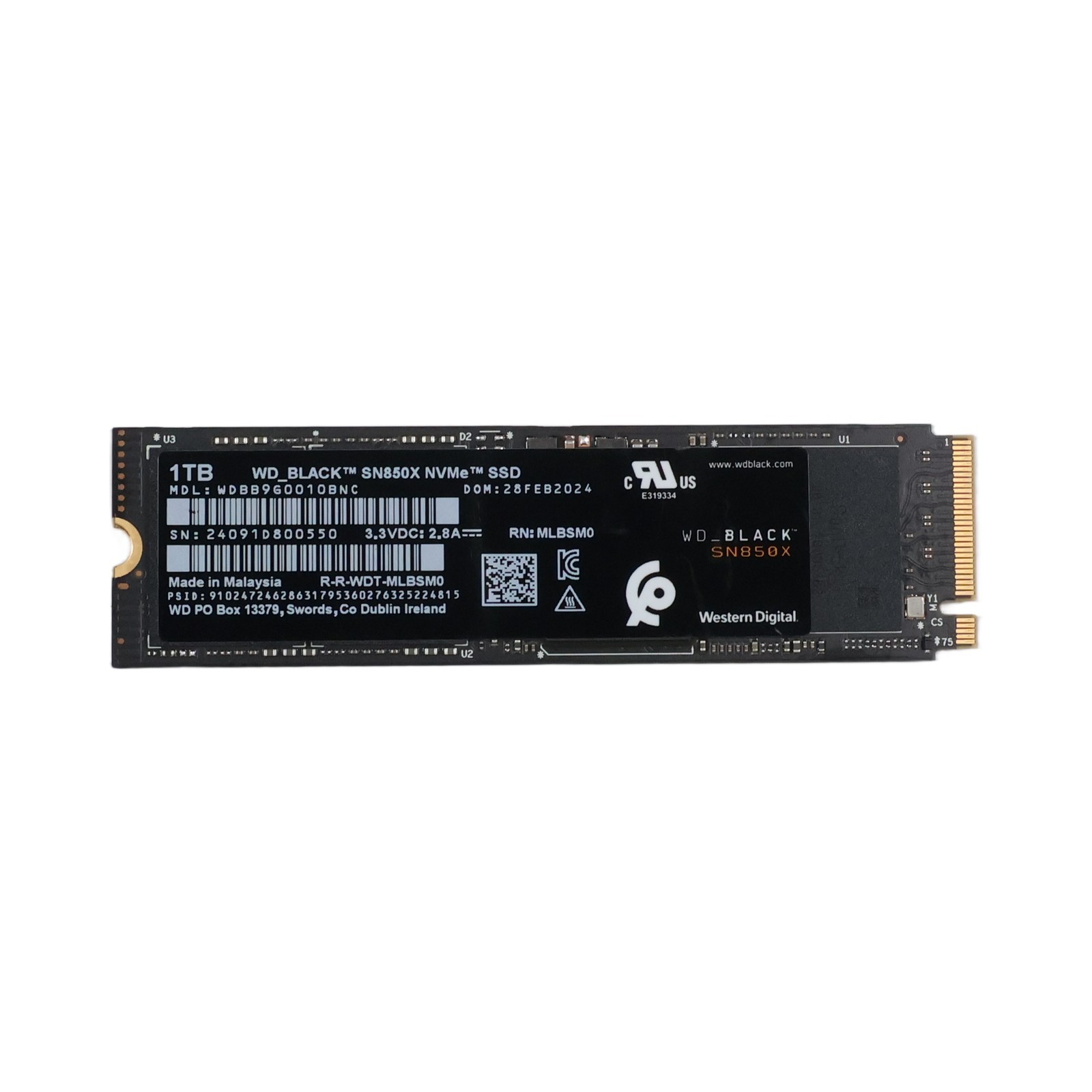 WD_BLACK SN850X 1TB NVMe SSD PCIe 4.0 M.2 2280 WDBB9G0010BNC