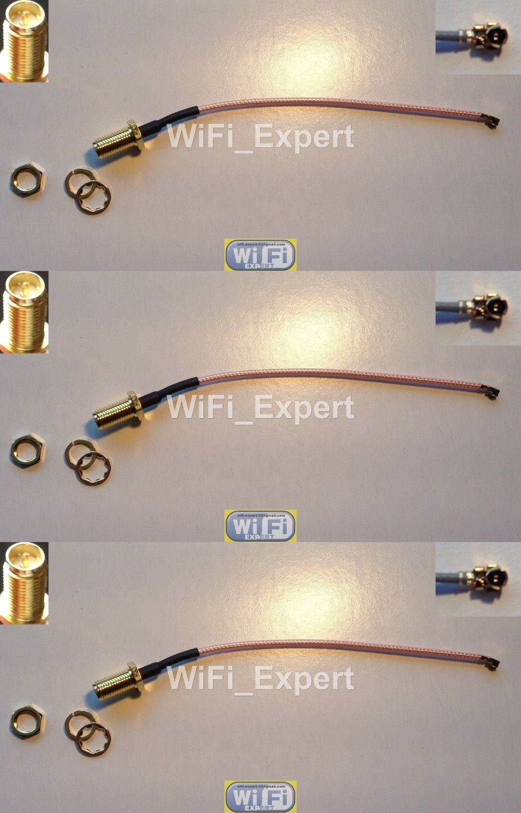 3x 8" Mini PCI IPX U.FL to RP-SMA Antenna RG178 Cable for DJI Phantom 3 Standard