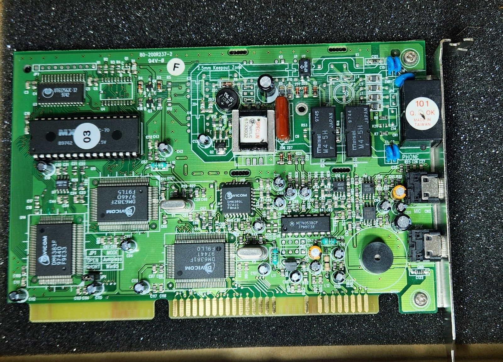 VINTAGE NEW DAVICOM FB  V1433VQH-U ISA 33.6K MODEM MIC SPEAKER PORTS MXB35-1