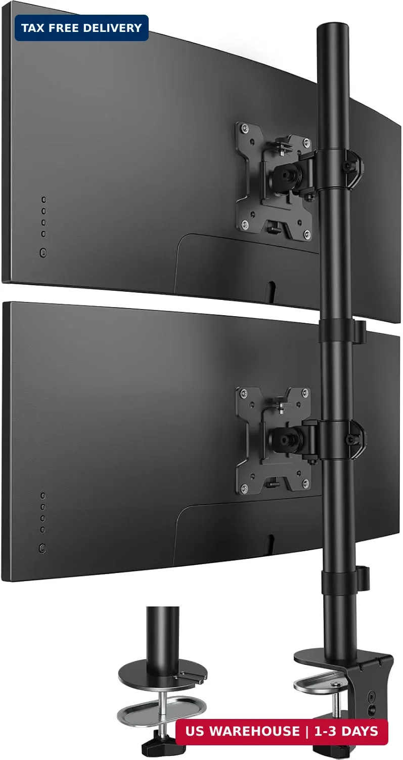 HUANUO Vertical Dual Monitor Mount, Stacked Monitor Stand for 2 Monitors with He