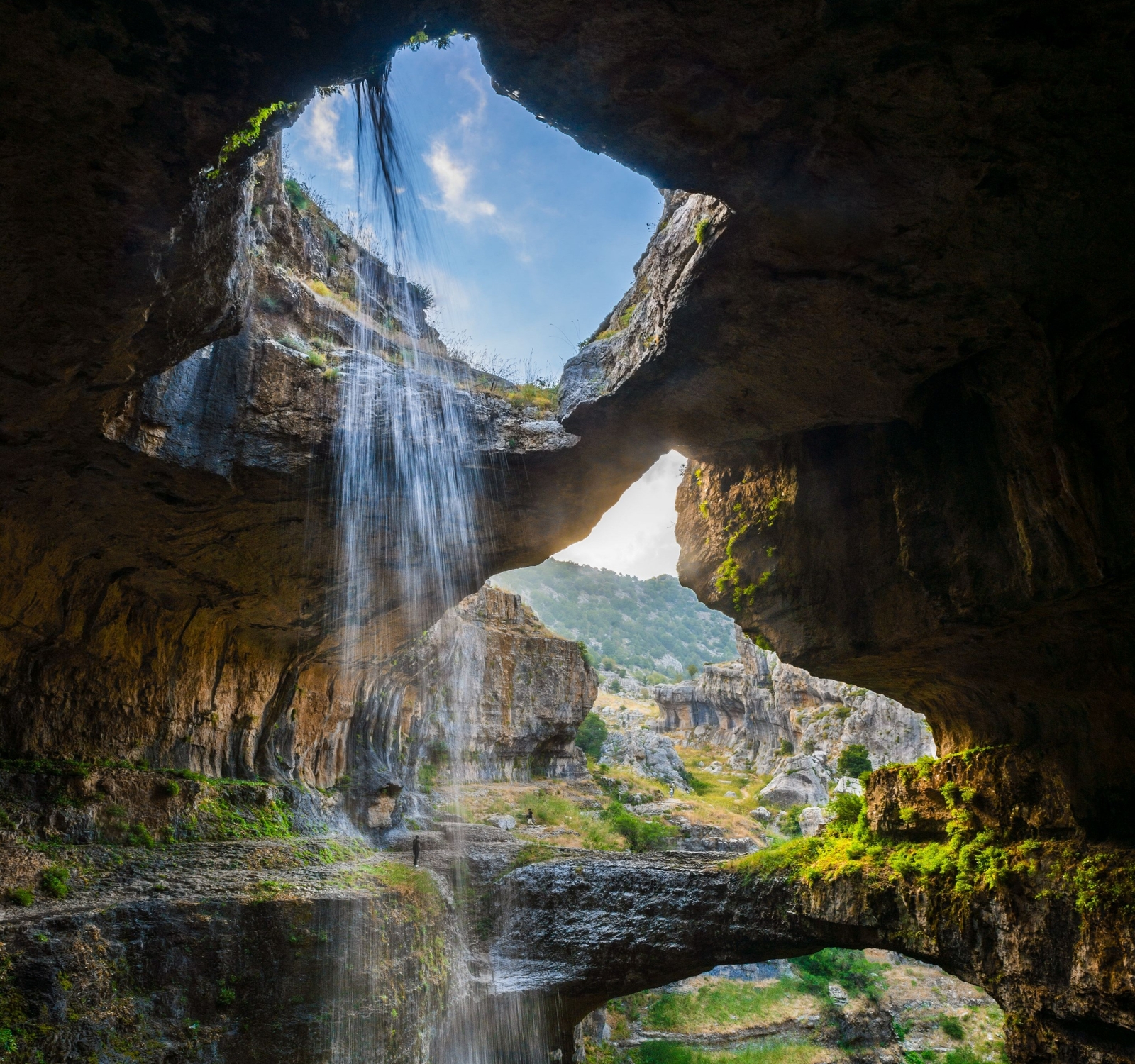 Landscape cave waterfall gorge lebanon erosion nature Custom Gaming Mat Desk