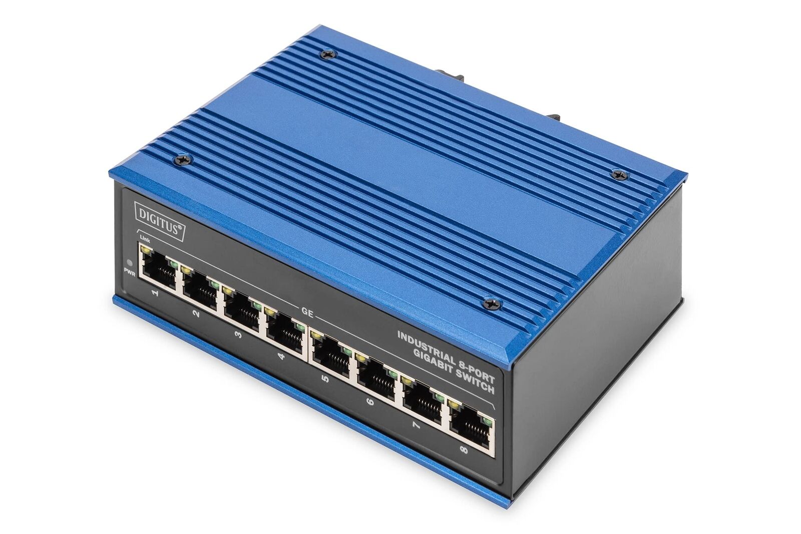 DIGITUS Netzwerk-Switch - 8-Port Gigabit Ethernet - DIN-Rail Montage - Klemmleis