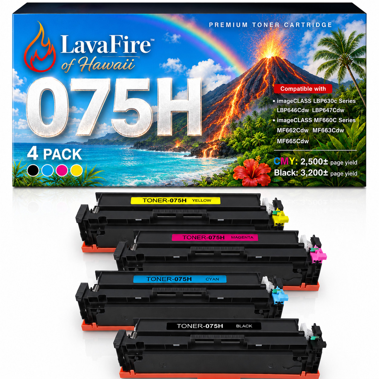** NEW Canon Toner | 075H / 075 Compatible | Black / Color | High Yield | 4-Pack