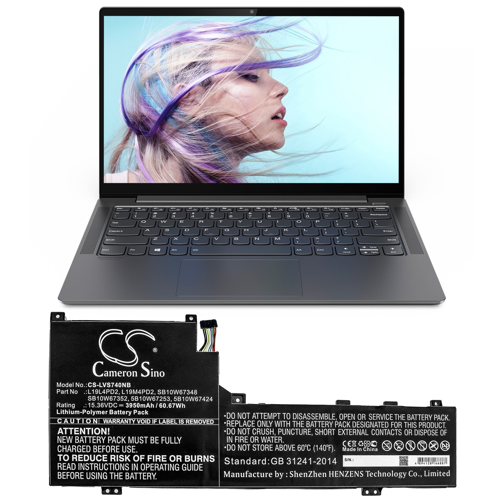 BATTERIE 3950mAh 15.36V Li-Po for Lenovo IdeaPad S740-14 Yoga S740 14