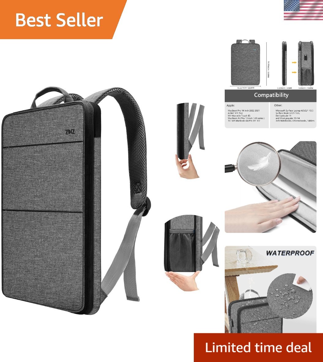 Eco-Friendly Water Resistant Laptop Backpack with USB Charging Port - 13-14 inch